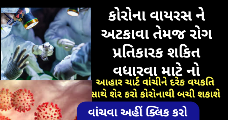 કોરોના વાયરસ ને અટકાવા તેમજ રોગ પ્રતિકારક શકિત વધારવા માટે નો આહાર ચાર્ટ વાંચીને દરેક વયકતિ સાથે શેર કરો કોરોનાથી બચી શકાશે
