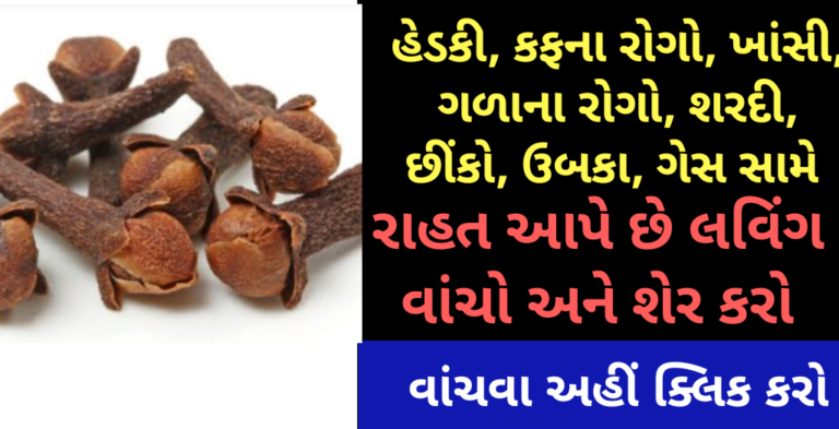 હેડકી, કફના રોગો, ખાંસી, ગળાના રોગો , શરદી, છીંકો, ઉબકા, ગેસ સામે રાહત આપે છે લવિંગ વાંચો અને શેર કરો