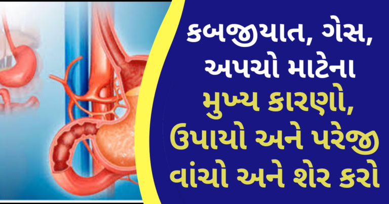 કબજીયાત, ગેસ, અપચો માટેના મુખ્ય કારણો, ઉપાયો અને પરેજી વાંચો અને શેર કરો