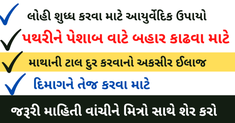 લોહી શુધ્ધ કરવા માટે આયુર્વેદિક ઉપાયો તેમજ અન્ય રોગો માટે શ્રેષ્ઠ અકસીર ઇલાજ