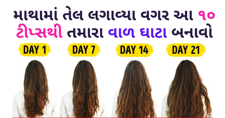 માથામાં તેલ લગાવ્યા વગર આ ૧૦ ટીપ્સથી તમારા વાળ ઘાટા બનાવો