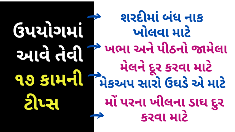 ઉપયોગમાં આવે તેવી ૧૭ કામની ટીપ્સ