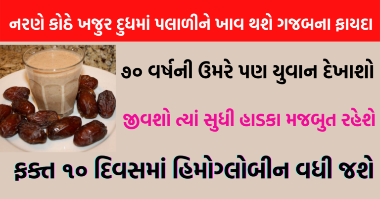 નરણે કોઠે ખજુરની બે પેચી દુધમાં પલાળીને ખાવ થશે ગજબના ફાયદા