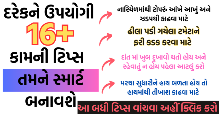 દરેકને ઉપયોગી એવી 16+ કામની ટિપ્સ જે તમને સ્માર્ટ બનાવશે